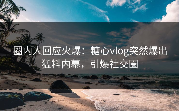 圈内人回应火爆：糖心vlog突然爆出猛料内幕，引爆社交圈