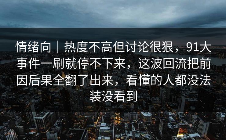 情绪向｜热度不高但讨论很狠，91大事件一刷就停不下来，这波回流把前因后果全翻了出来，看懂的人都没法装没看到